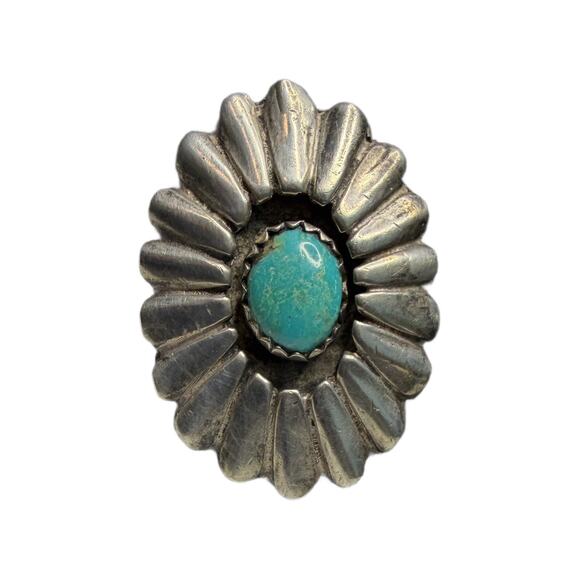 Jessie Claw Jewelry - Large Vintage Jessie Claw Navajo  turquoise Sterling Silver Ring Size 4.5